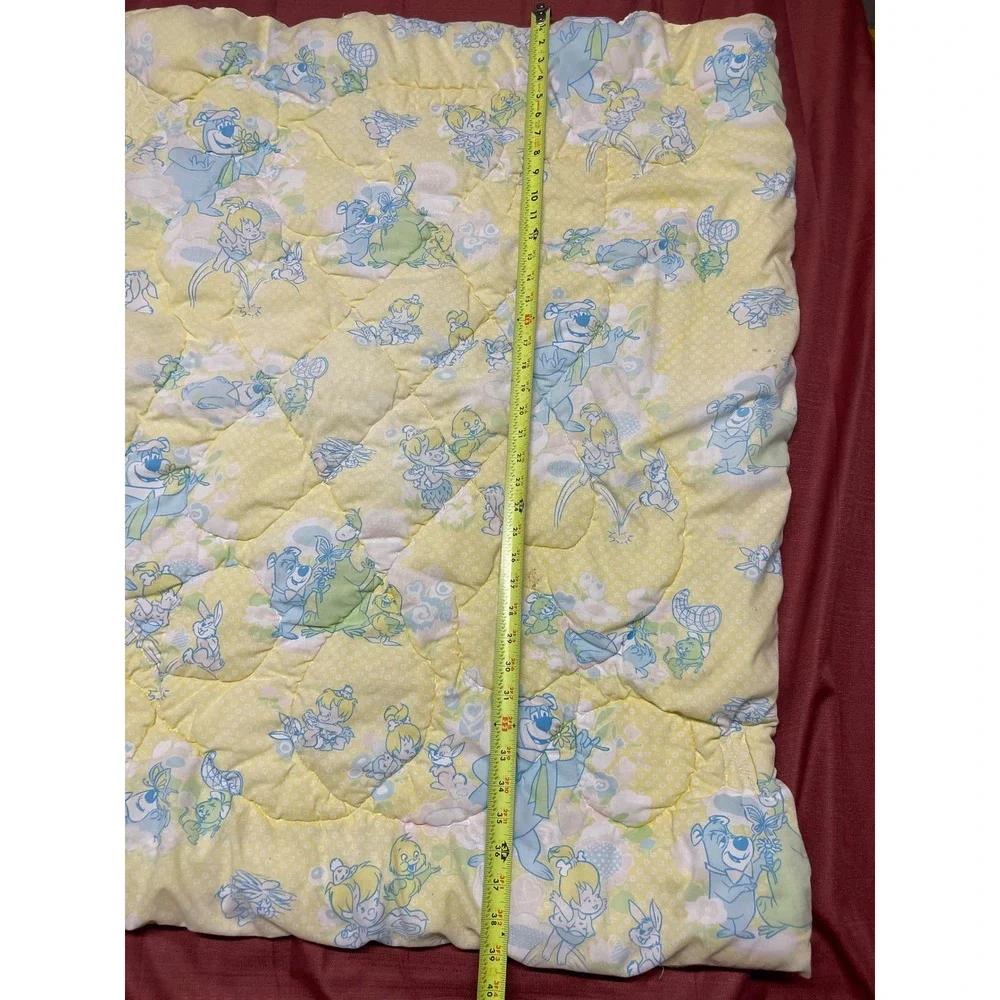 Vintage 1979 Hanna-Barbera Yogi Bear Pebbles Baby Quilt Blanket Yellow Pastel